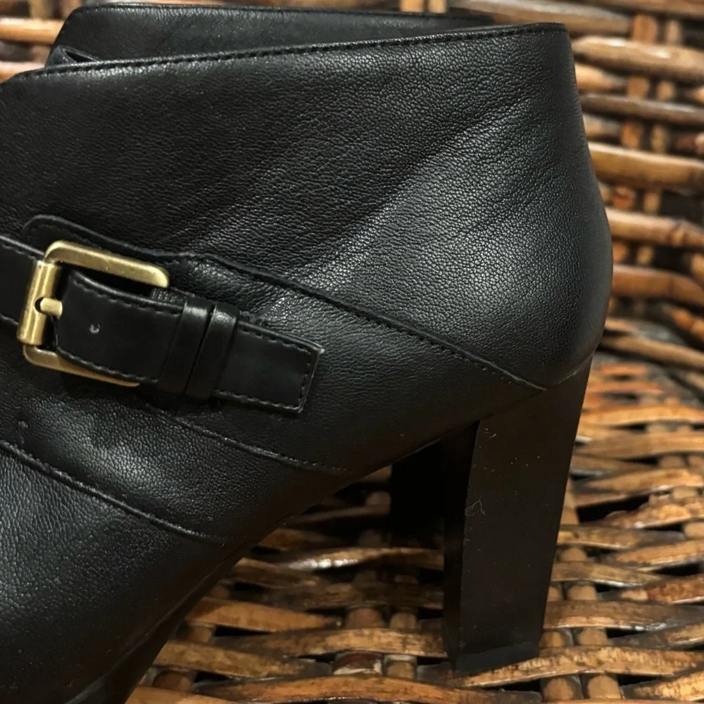 Franco Sarto Black Ankle Boots with Buckle in size 8. Pull on. Great condition!